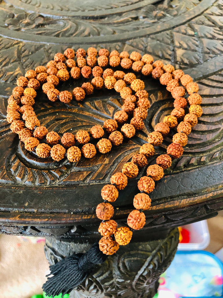 Shiva Rudraksha Japa Mala (Orange) 108+1 prayer beads in 103 cm knotte –  Sewanti
