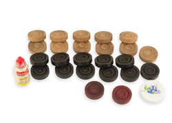 Replacement Wooden Carrom Coins Striker and Powder Set | Tournament Carrommen and Powder Set
