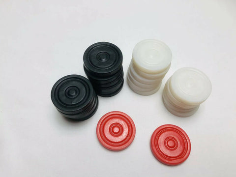 Replacement Acrylic Carrom Coins Striker and Powder Set | Tournament Carrommen and Powder Set