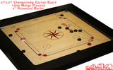 Championship Carrom Board of Premium Professional Standard Quality -16MM Thick Plywood Heavy Rosewood Frame with Incredible Rebound - 35" x 35" Board