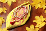 Krishna japa mala with bag/ SHRI Krishna tulsi brasil prayer beads with japa bag