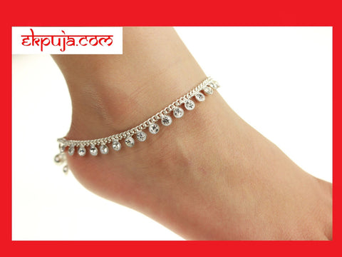 Stunning Diamonte Adult Anklet Payal Anklet Chain Bollywood Anklet Pair - Summer Wedding Indian Ankle Chain Anklet PAIR
