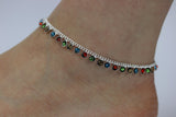 Stunning Multi colour Diamante Ankle chain anklet - Indian wedding payal - summer ankle chain adult PAIR