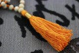 Natural Sandalwood Handmade Mala 108+1 Beads Hindu Prayer Beads Mala Yoga Mediation Chandan Mala Handmade With Long OrangeTassel