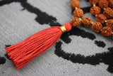 8mm Rudraksha Mala 108+1 Beads with long Red Tassel Hindu Yoga Meditation Rudraksha Mala