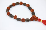 Rudraksha Beads and Lotus Beads Handmade Bracelet wristband Yoga Meditation bracelet with red Tassel Handmade