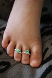 Diamonte Toe Ring/ Indian Toe Ring/ Handmade Toe Ring/ adjustable Toe rings/ Green Diamonte Toe Ring pair