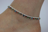 Stunning Multi coloured Diamonte Anklet Ankle Chain Indian Wedding Payal Anklet Bollywood Anklet Payal Pair