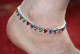 Stunning Diamante Anklet/Multi Coloured Anklet/Bollywood Anklet/Indian wedding Payal/Ankle Foot Bracelet/ single or pair
