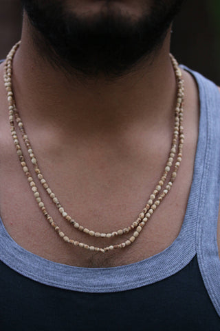 Tulsi Beads Mala - Double Round Tulsi Seed necklace- long Tulsi Basil Mala