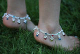 Stunning Anklet- Multi coloured Gems Anklet bells - Bollywood Anklet payal - multi colour Diamonte Anklets - Indian wedding Kids Girls payal