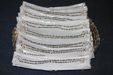 100 Pair stunning Diamante Anklet/Stunning ankle chain bracelet multi coloured gem with bell/wedding favours Anklets/50 pair/100 pair