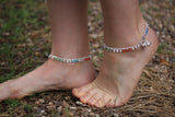 Anklet bell multi coloured Diamonte Anklet with bells - Handmade payal Anklet Bollywood dance Ankle Chain - beach foot bracelet- Pair Anklet