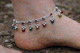 Anklet - Multi coloured ankle chain bracelet- Indian wedding payal - Bollywood dance Anklets - Handmade Diamonte ankle chain Anklet payal