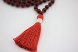 Red Rosewood Handmade Rosary Mala 108+1 Beads - Beautiful Tassel 8mm Bead Size Hindu Yoga Mediation japa mala