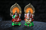 Laxmi Ganesh clay statue hand painted - Diwali puja handmade clay laxmi ganesh statue - hand paintclay statue - diwali statue - fair-trade