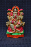 Laxmi Ganesh clay statue hand painted - Diwali puja handmade laxmi ganesh statue pair - handpainted  - diwali gift hindu puja