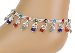 Anket multi colour ankle chain foot bracelet payal indian wedding holiday anklet bell sound anklet pair