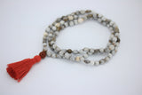 Vaijanti (Job&#39;s Tears) Japa Mala with Rudraksha guru bead 108 beads purified & blessed mala EkPuja handmade