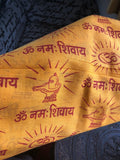 Orange Cotton Fabric Hindu Altar Wrap Shawl Om Namah Shivaya God Meditation Yoga Prayers Hand printed Red Print ekpuja