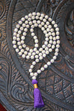 Tulsi Japa Mala - Handmade Tulsi seed Japa Mala - yoga meditation  Necklace  - Krishna japa tulsi Basil Mala - Purple Tassel