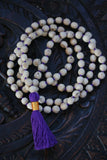 Tulsi Japa Mala - Handmade Tulsi seed Japa Mala - yoga meditation  Necklace  - Krishna japa tulsi Basil Mala - Purple Tassel