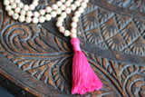 108 Tulsi Holy Basil Hand Knotted Mala Beads Necklace - Karma, Nirvana,Yoga Meditation, 6 mm Prayer Beads -Krishna Prayer necklace pink