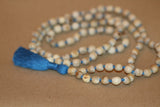 Tulsi Premium Quality Knotted Mala Prayer Beads Necklace Bracelet 10 mm Beads with a Blue Tassel