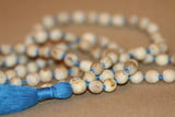 Tulsi Premium Quality Knotted Mala Prayer Beads Necklace Bracelet 10 mm Beads with a Blue Tassel