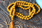 Turmeric Mala, Haldi mala, 108 Prayer Mala knotted India mens necklace, Hindu Goddess Meditation Rosary, India Prayer Beads
