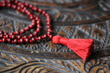 Red Rosewood Handmade Rosary Mala 108+1 Beads - Beautiful Tassel 5-6 mm Bead Size Hindu Yoga Mediation japa mala