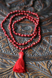 Red Rosewood Handmade Rosary Mala 108+1 Beads - Beautiful Tassel 5-6 mm Bead Size Hindu Yoga Mediation japa mala