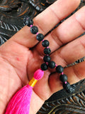 Lava Stone Mala necklace Hand Knotted Necklace Tassel necklace Gift for Meditation Prayer Necklace Healing necklace Pink  108 bead mala
