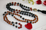 Night of Shiva | 108 Bead Rudraksha & Black Lava Meditation and Japa Mala, Handmade Mala | Fully Knotted | Prayer Beads