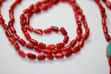 Red Bamboo Coral Gems Stone Handmade Knotted Beads Mala Hindu Necklace Coral with Tibetan Turquoise Guru beads Necklace Yoga mala