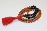 Rudraksha Lava Tassel Necklace Semi Precious Beads Necklace 108 Beads Necklace Japa Mala Handmade Tassel Necklace