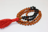 Rudraksha Lava Tassel Necklace Semi Precious Beads Necklace 108 Beads Necklace Japa Mala Handmade Tassel Necklace
