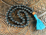 Lava mala necklace Black mala beads Lava rock jewelry Japa mala Prayer beads Tassel mala gifts Grounding Healing stones mala Long mala 54+1