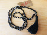 Om Necklace handmade mala glass beads black thread OM shiva necklace